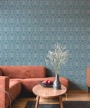 Load image into Gallery viewer, Palm Wallpaper • Bosco Blue • Insitu