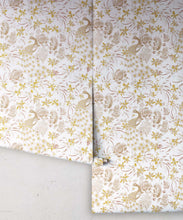 Load image into Gallery viewer, Peonies &amp; Peacocks Wallpaper • Antique Moss • Rolls