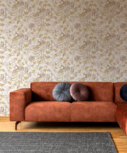 Load image into Gallery viewer, Peonies &amp; Peacocks Wallpaper • Antique Moss • Insitu