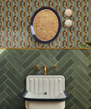 Load image into Gallery viewer, Chain Of Fools Wallpaper - Colorway: Jade - Poodle &amp; Blonde Collection - Insitu