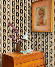 Load image into Gallery viewer, Chain Of Fools Wallpaper - Colorway: Mono - Poodle &amp; Blonde Collection - Insitu