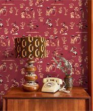 Load image into Gallery viewer, Cliftonville Cowgirls Wallpaper - Colorway: Bandana - Poodle &amp; Blonde Collection - Insitu