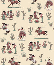Load image into Gallery viewer, Cliftonville Cowgirls Wallpaper - Colorway: Lasso - Poodle &amp; Blonde Collection - Swatch