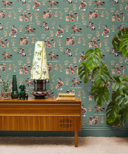 Load image into Gallery viewer, Cliftonville Cowgirls Wallpaper - Colorway: Mirage - Poodle &amp; Blonde Collection - Insitu