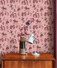 Load image into Gallery viewer, Cliftonville Cowgirls Wallpaper - Colorway: Motel - Poodle &amp; Blonde Collection - Insitu