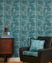 Load image into Gallery viewer, Bamboo Stitch Wallpaper - Colorway: Cerulean - Poodle &amp; Blonde Collection - Insitu