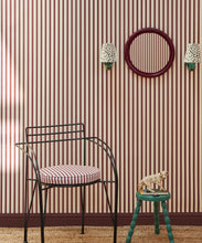 Load image into Gallery viewer, Nannys Stripe Wallpaper - Colorway: Poppy - Poodle &amp; Blonde Collection - Insitu