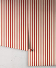 Load image into Gallery viewer, Nannys Stripe Wallpaper - Colorway: Poppy - Poodle &amp; Blonde Collection - Swatch
