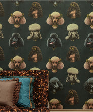 Load image into Gallery viewer, Poodle Parlour Wallpaper - Colorway: Midnight - Poodle &amp; Blonde Collection - Insitu