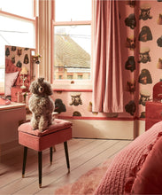 Load image into Gallery viewer, Poodle Parlour Wallpaper - Colorway: Pink Paws - Poodle &amp; Blonde Collection - Insitu