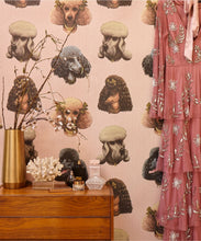 Load image into Gallery viewer, Poodle Parlour Wallpaper - Colorway: Pink Paws - Poodle &amp; Blonde Collection - Insitu