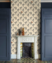 Load image into Gallery viewer, Saguaro Saturn Wallpaper - Colorway: Denim - Poodle &amp; Blonde Collection - Insitu