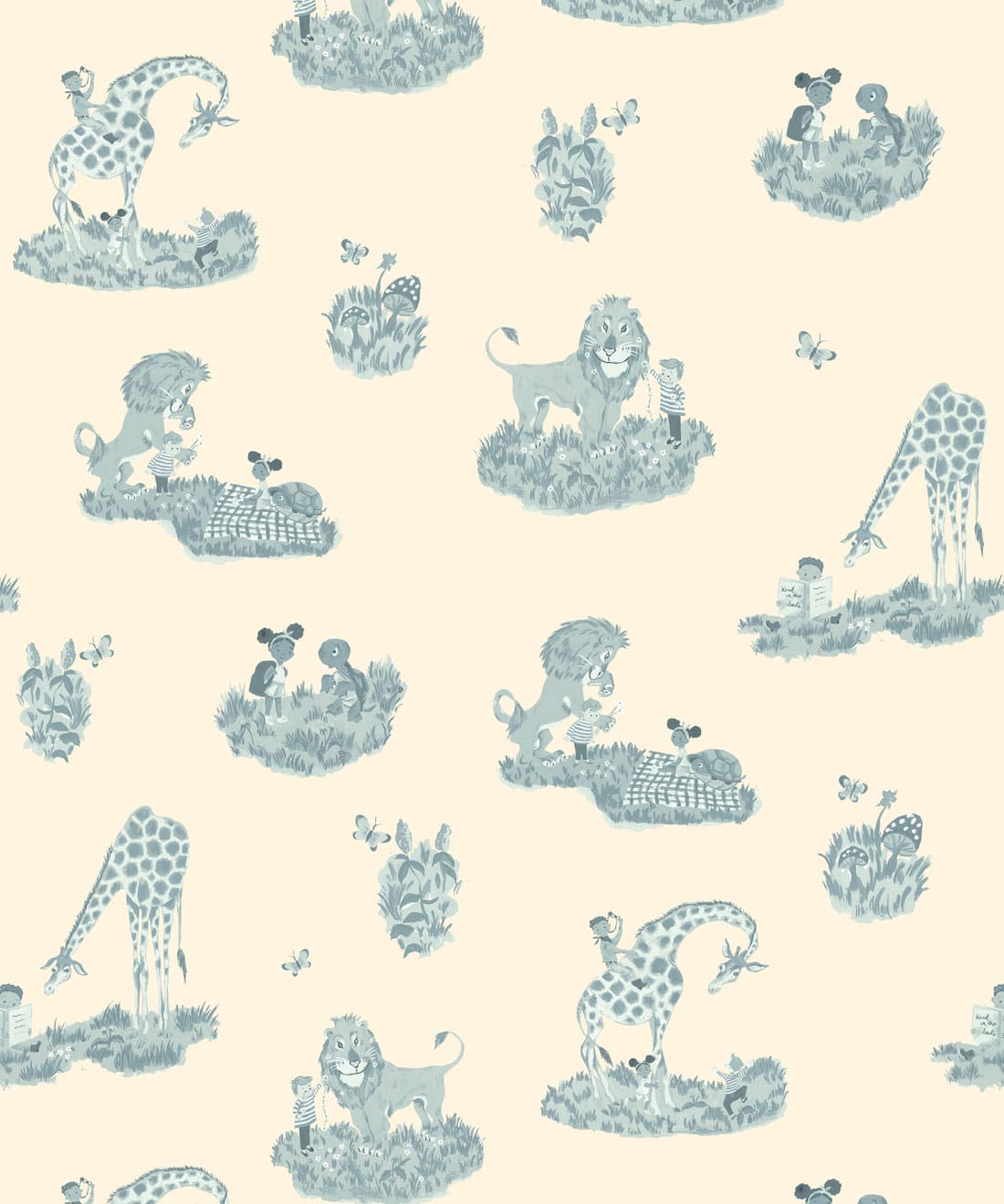 Story Time Wallpaper - Colorway: Bluebell - Poodle & Blonde Collection - Swatch