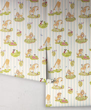 Load image into Gallery viewer, Story Time Wallpaper - Colorway: Bluebell Stripe - Poodle &amp; Blonde Collection - Roll