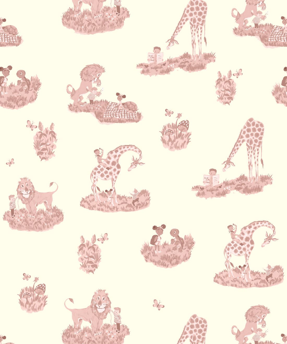 Story Time Wallpaper - Colorway: Rose - Poodle & Blonde Collection - Swatch