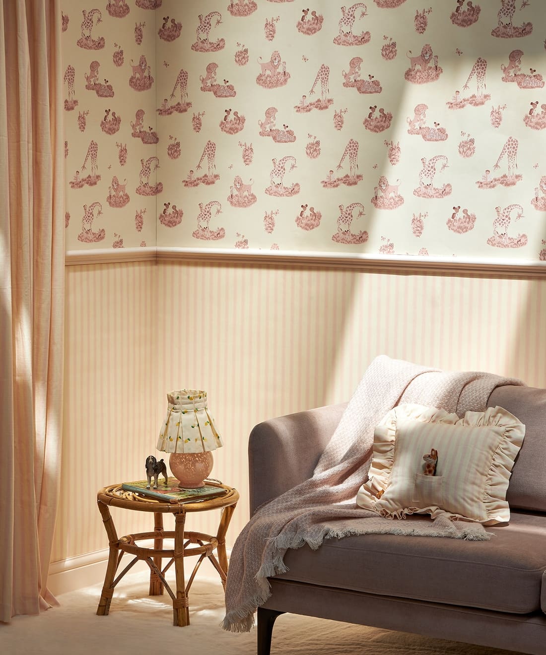 Story Time Wallpaper - Colorway: Rose - Poodle & Blonde Collection - Insitu