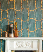 Load image into Gallery viewer, Tea Room Wallpaper - Colorway: Lagoon - Poodle &amp; Blonde Collection - Insitu