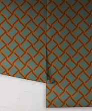 Load image into Gallery viewer, Trellis Wallpaper - Colorway: Petrol - Poodle &amp; Blonde Collection - Roll