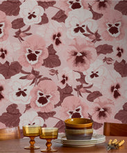 Load image into Gallery viewer, Big Pansy Wallpaper - Colorway: Blossom - Poodle &amp; Blonde Collection - Insitu