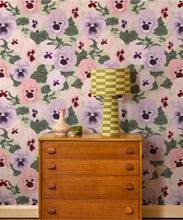 Load image into Gallery viewer, Big Pansy Wallpaper - Colorway: Pistachio - Poodle &amp; Blonde Collection - Insitu