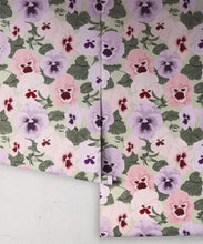 Load image into Gallery viewer, Big Pansy Wallpaper - Colorway: Pistachio - Poodle &amp; Blonde Collection - Roll