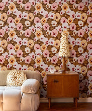 Load image into Gallery viewer, Big Pansy Wallpaper - Colorway: Vintage - Poodle &amp; Blonde Collection - Insitu