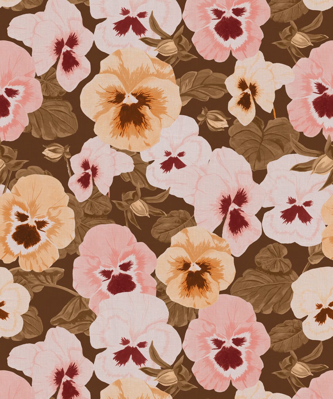 Big Pansy Wallpaper - Colorway: Vintage - Poodle & Blonde Collection - Swatch