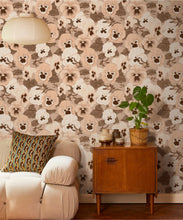 Load image into Gallery viewer, Big Pansy Wallpaper - Colorway: Tobacco - Poodle &amp; Blonde Collection - Insitu