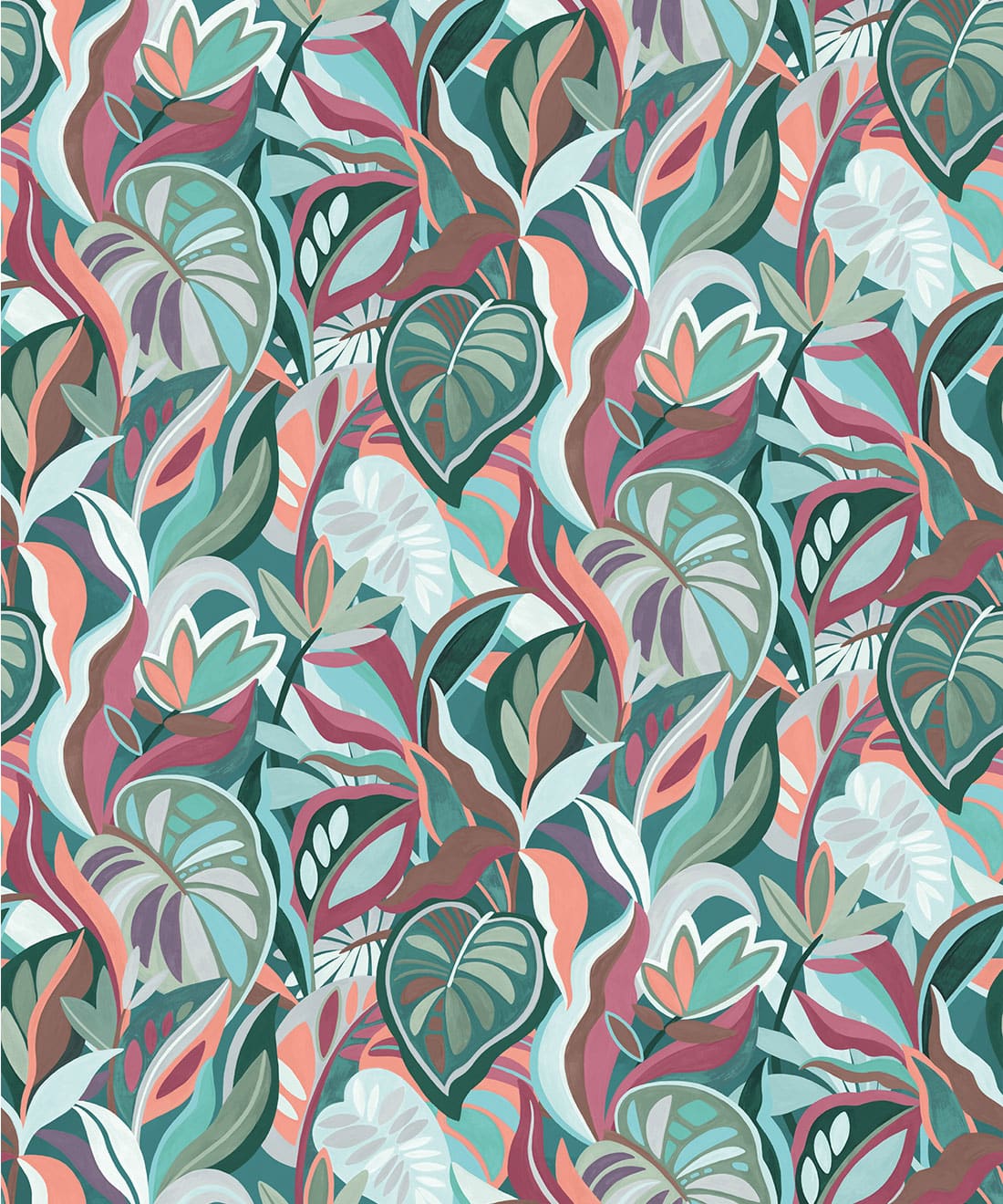 Palmetto Type II Vinyl Wallpaper - Colourway: Coral - Swatch - Commercial Wallcoverings