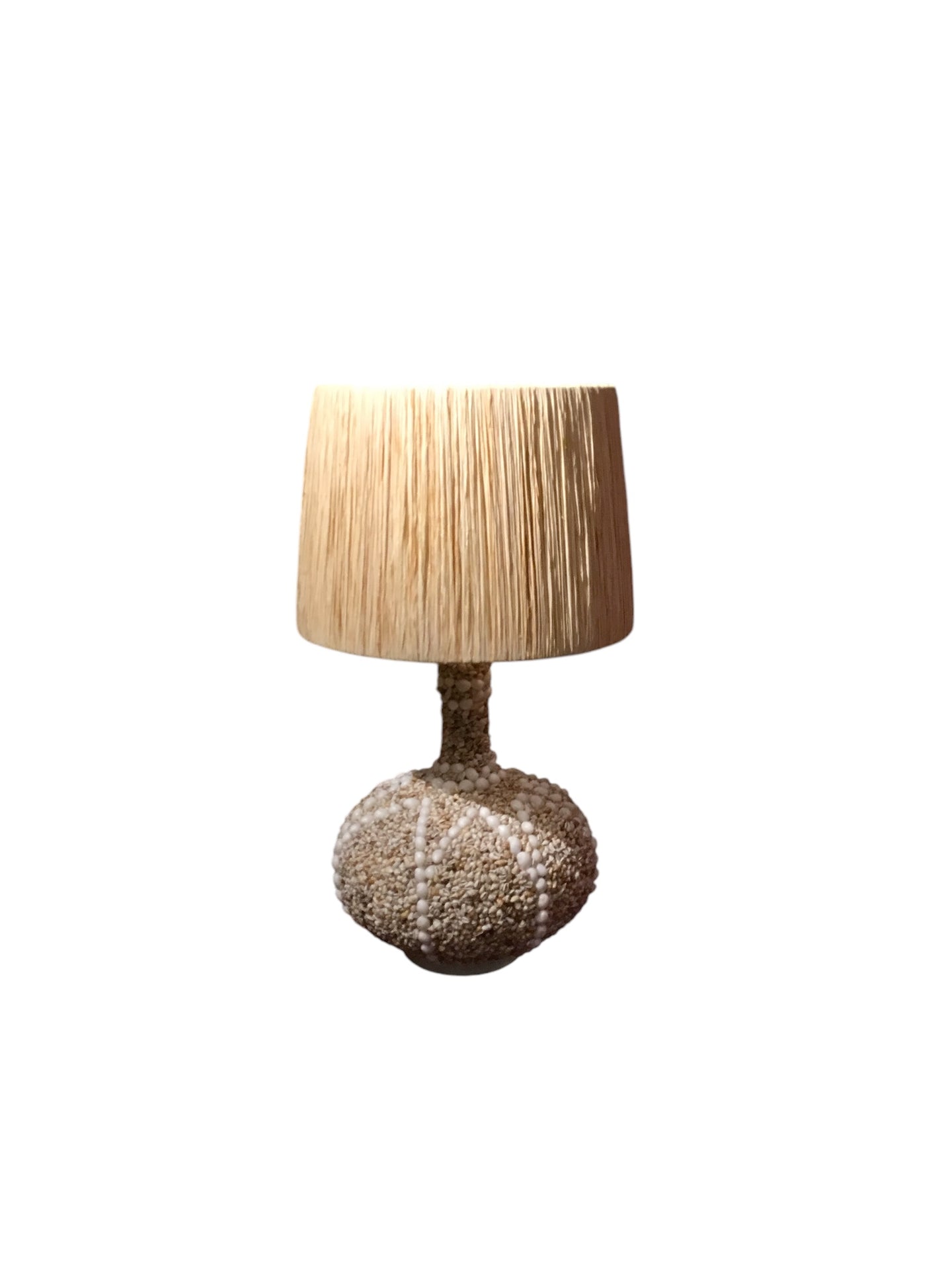 VINTAGE PALECEK SHELL LAMP  / RAFFIA SHADE