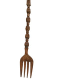 vintage carved wood totem fork