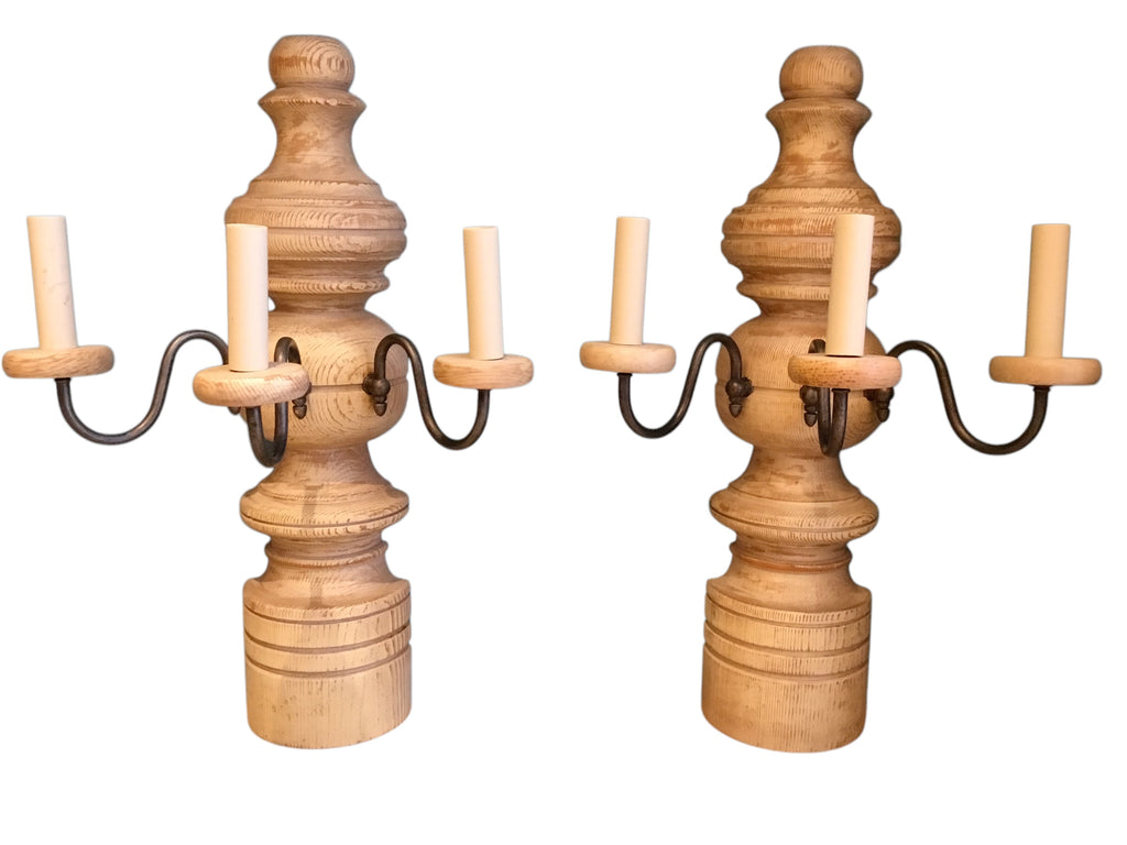 metal and wood light sconces