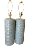 vintage french blue lamps pair.