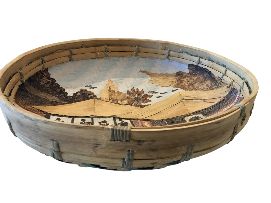 basket with hand painted scene