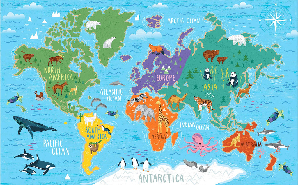 Pink Light Designs World Map Peel & Stick Wall Murals
