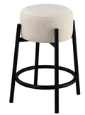2 leonard upholstered backless round stools