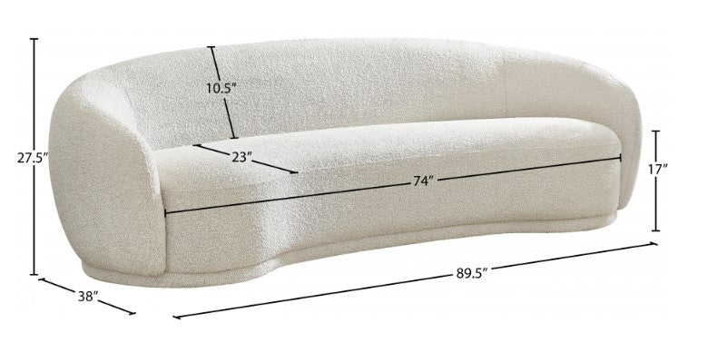 curved boucle sofa