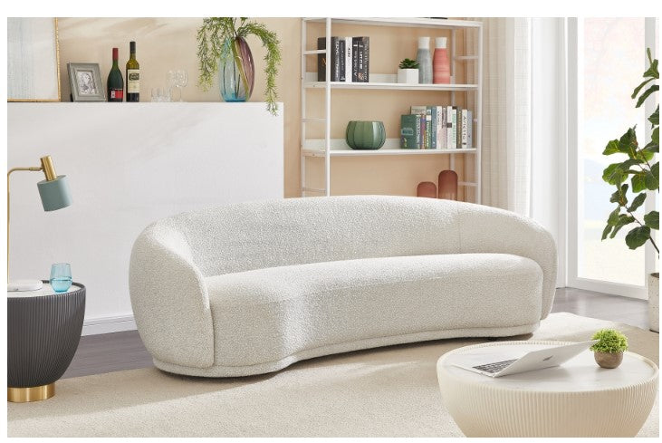 curved boucle sofa
