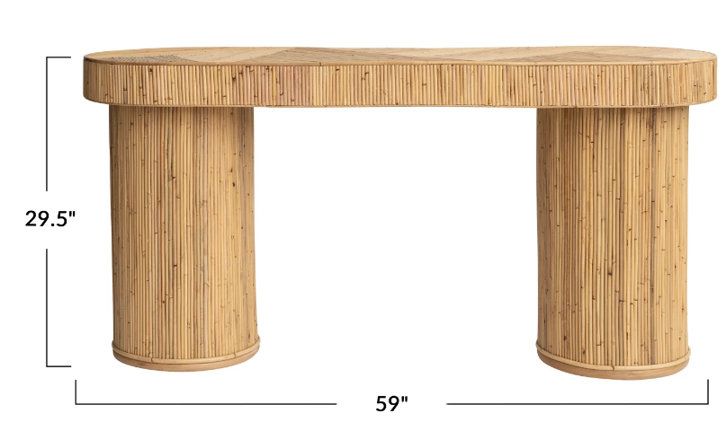 handmade rattan reed console table