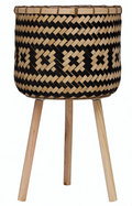 bamboo basket with wood legs