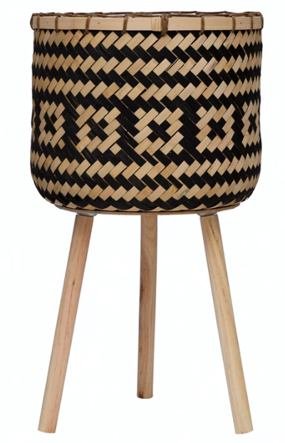 bamboo basket with wood legs