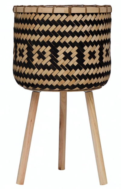 Bamboo Basket with Wood Legs