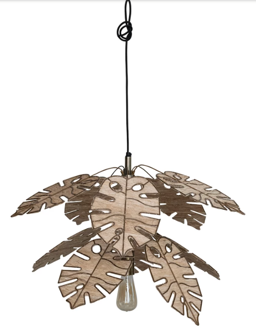 metal & banana fiber leaf pendant