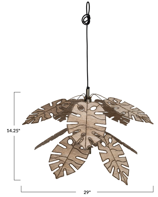 metal & banana fiber leaf pendant