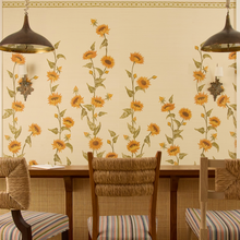 Load image into Gallery viewer, Sunflower Field Grasscloth Mural by Peter Dunham