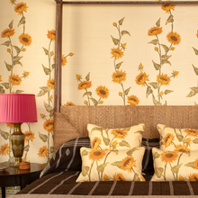 Load image into Gallery viewer, Sunflower Field Grasscloth Mural by Peter Dunham