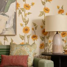 Load image into Gallery viewer, Sunflower Field Grasscloth Mural by Peter Dunham - Sky