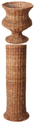 rattan urn & pedestal