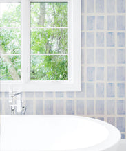Load image into Gallery viewer, Barres Wallpaper • Blue White • Insitu