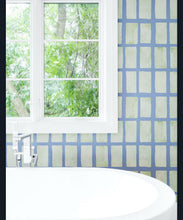 Load image into Gallery viewer, Barres Wallpaper • Sage Navy • Insitu